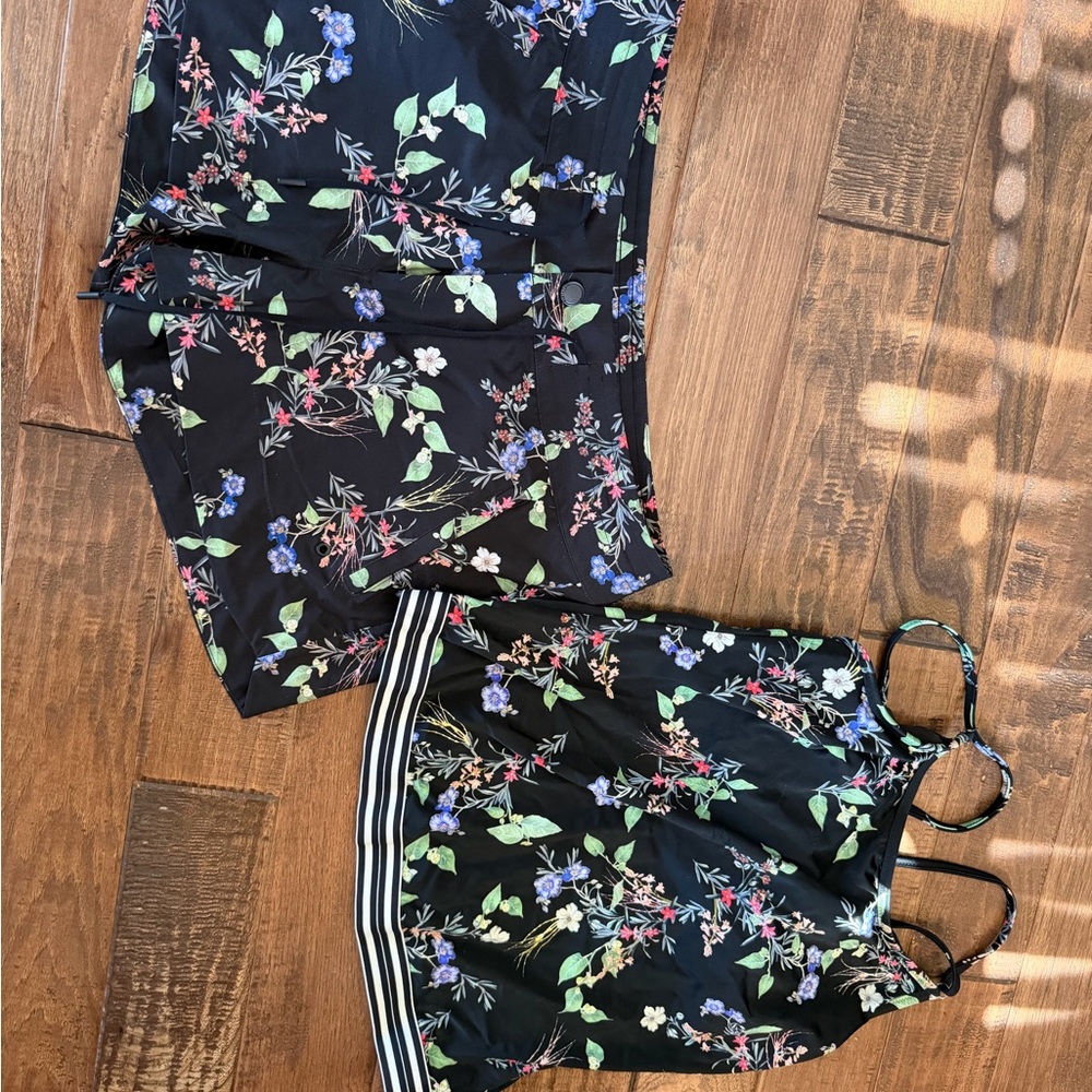 Athleta Floral Black Two-Piece Swim Set